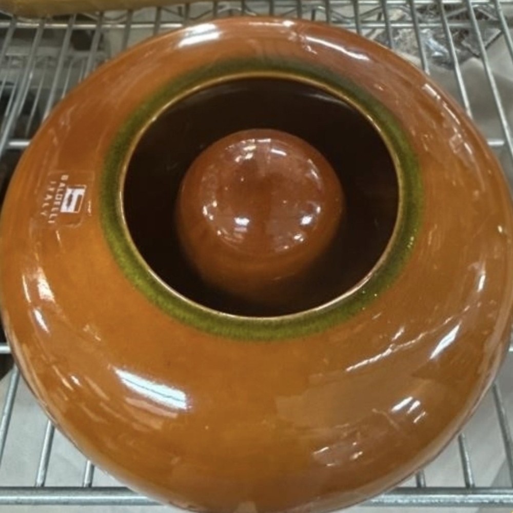 Vintage Baldelli Glazed Orange Pottery Ceramic Bowl Mid-Century Modern Art Italy